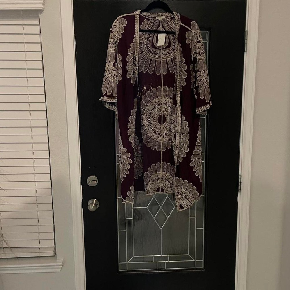 Burgundy & Cream Kimono